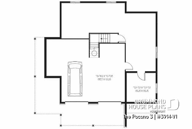 Basement - Mountain Country cottage house plan, large master suite, fireplace, solarium, under building garage - The Pocono 3