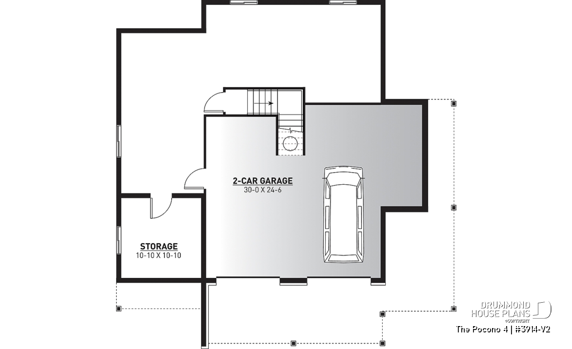 Basement - 4 bedroom Lakefront Cottage-Style house plan with solarium, 2-car garage, double sided fireplace - The Pocono 4