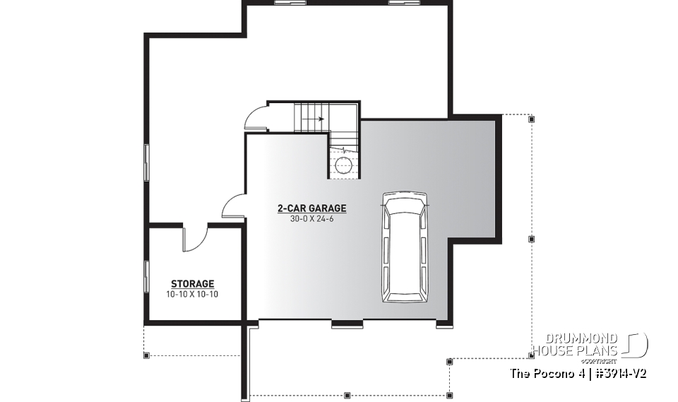 Basement - 4 bedroom Lakefront Cottage-Style house plan with solarium, 2-car garage, double sided fireplace - The Pocono 4