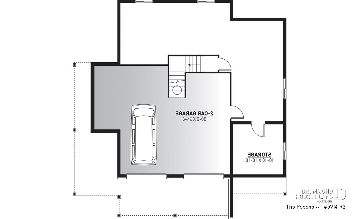 Basement - 4 bedroom Lakefront Cottage-Style house plan with solarium, 2-car garage, double sided fireplace - The Pocono 4