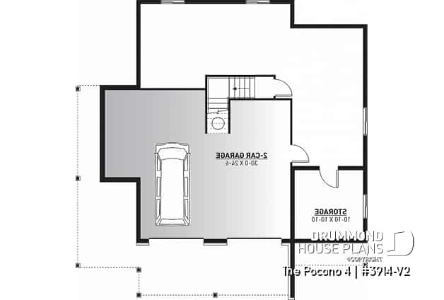 Basement - 4 bedroom Lakefront Cottage-Style house plan with solarium, 2-car garage, double sided fireplace - The Pocono 4