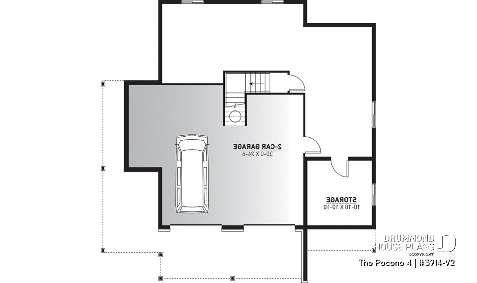 Basement - 4 bedroom Lakefront Cottage-Style house plan with solarium, 2-car garage, double sided fireplace - The Pocono 4