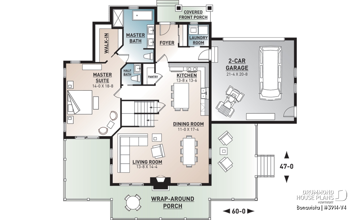1st level - 4 bedroom lakefront cottage including 2 master suites, double garage, open floor plan concept - Bonavista