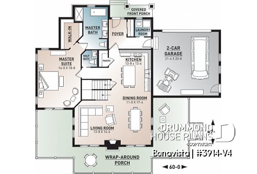 1st level - 4 bedroom lakefront cottage including 2 master suites, double garage, open floor plan concept - Bonavista