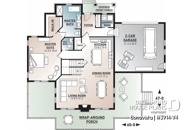 1st level - 4 bedroom lakefront cottage including 2 master suites, double garage, open floor plan concept - Bonavista