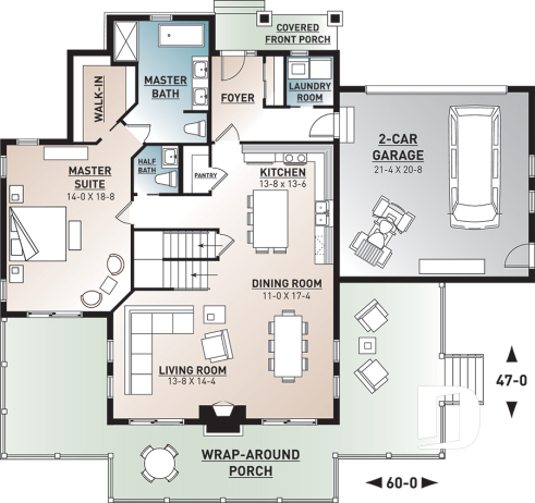 1st level - 4 bedroom lakefront cottage including 2 master suites, double garage, open floor plan concept - Bonavista
