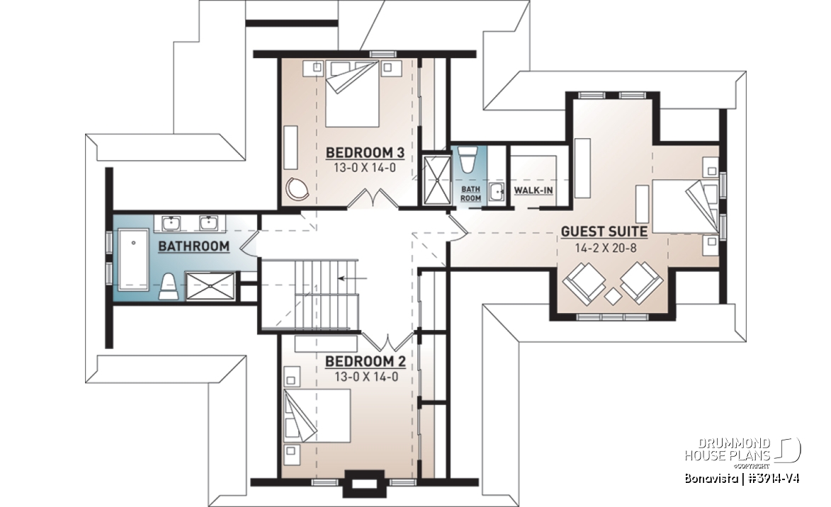 2nd level - 4 bedroom lakefront cottage including 2 master suites, double garage, open floor plan concept - Bonavista