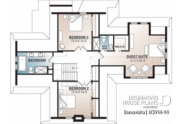 2nd level - 4 bedroom lakefront cottage including 2 master suites, double garage, open floor plan concept - Bonavista