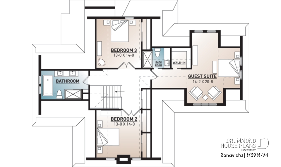 2nd level - 4 bedroom lakefront cottage including 2 master suites, double garage, open floor plan concept - Bonavista