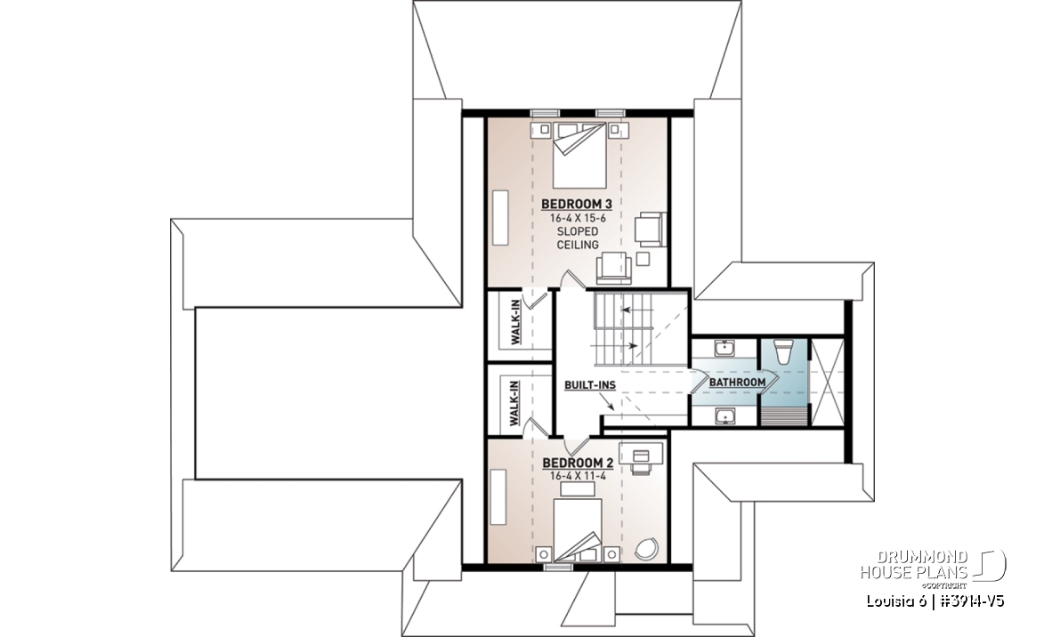 2nd level - Beautiful panoramic view ranch style house plan, master suite on main floor, open floor plan, wraparound porch - Louisia 6