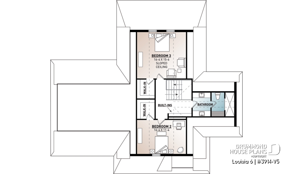 2nd level - Beautiful panoramic view ranch style house plan, master suite on main floor, open floor plan, wraparound porch - Louisia 6