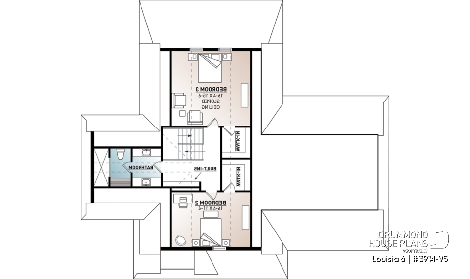 2nd level - Beautiful panoramic view ranch style house plan, master suite on main floor, open floor plan, wraparound porch - Louisia 6