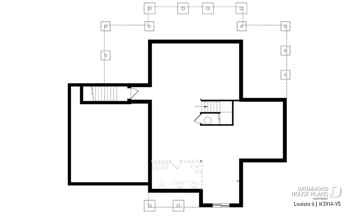 Basement - Beautiful panoramic view ranch style house plan, master suite on main floor, open floor plan, wraparound porch - Louisia 6