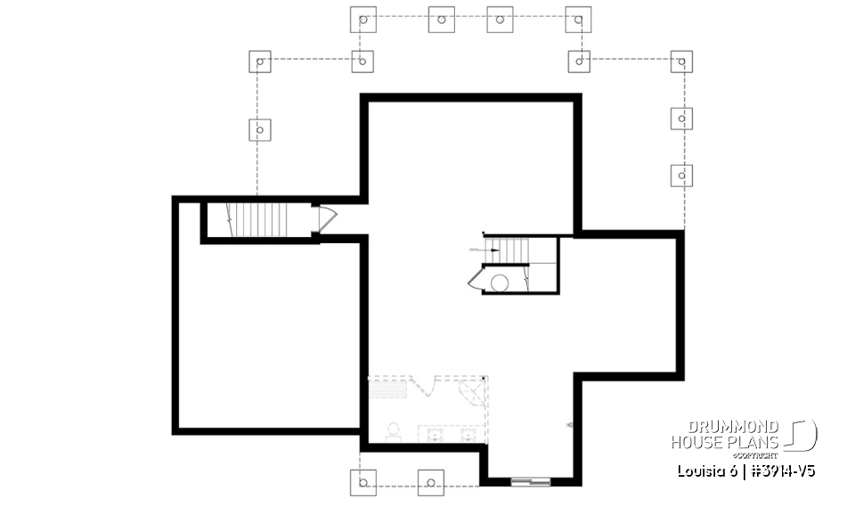 Basement - Beautiful panoramic view ranch style house plan, master suite on main floor, open floor plan, wraparound porch - Louisia 6