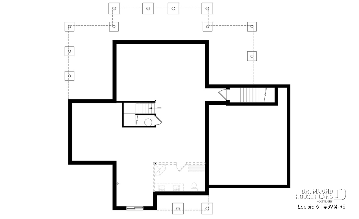Basement - Beautiful panoramic view ranch style house plan, master suite on main floor, open floor plan, wraparound porch - Louisia 6
