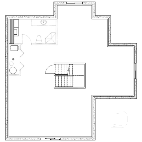 Basement - Open floor plan lakefront cottage house plan with large deck, master and living with fireplace - The Pocono 2