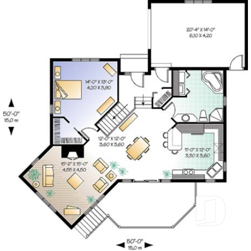 1st level - Ranch style with one bedroom and unfinished walkout basement. - Versa 