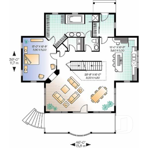 1st level - Perfect country cotta plan, master suite w/fireplac, large terrace, 9' ceiling on main, 3 to 4 beds, 3.5 baths - Vistas 7