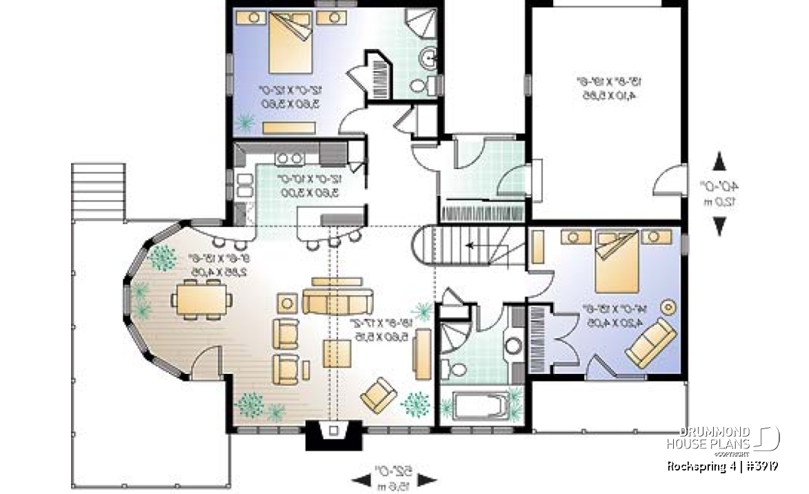 1st level - Ranch style house plan with walkout finished basement, 2 to 4 bedrooms, garage, cathedral ceiling - Rockspring 4