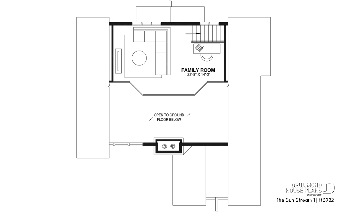 2nd level - Rustic chalet house plan, 3 to 4 bedrom, screened in porch, cathedral ceiling, mezzanine, panoramic views - The Sun Stream 1