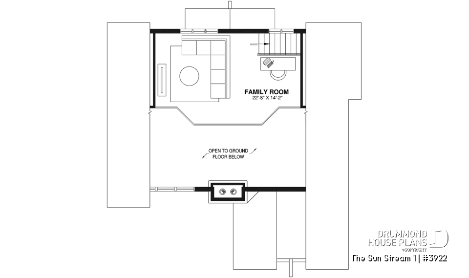 2nd level - Rustic chalet house plan, 3 to 4 bedrom, screened in porch, cathedral ceiling, mezzanine, panoramic views - The Sun Stream 1