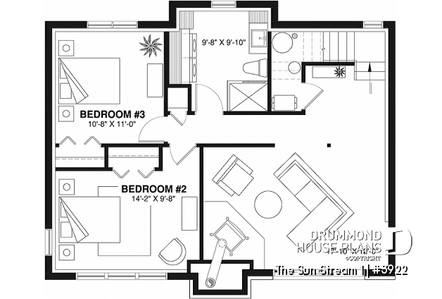Basement - Rustic chalet house plan, 3 to 4 bedrom, screened in porch, cathedral ceiling, mezzanine, panoramic views - The Sun Stream 1