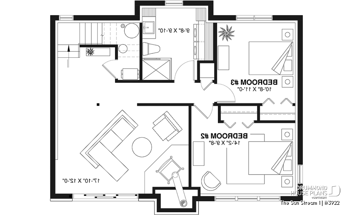 Basement - Rustic chalet house plan, 3 to 4 bedrom, screened in porch, cathedral ceiling, mezzanine, panoramic views - The Sun Stream 1
