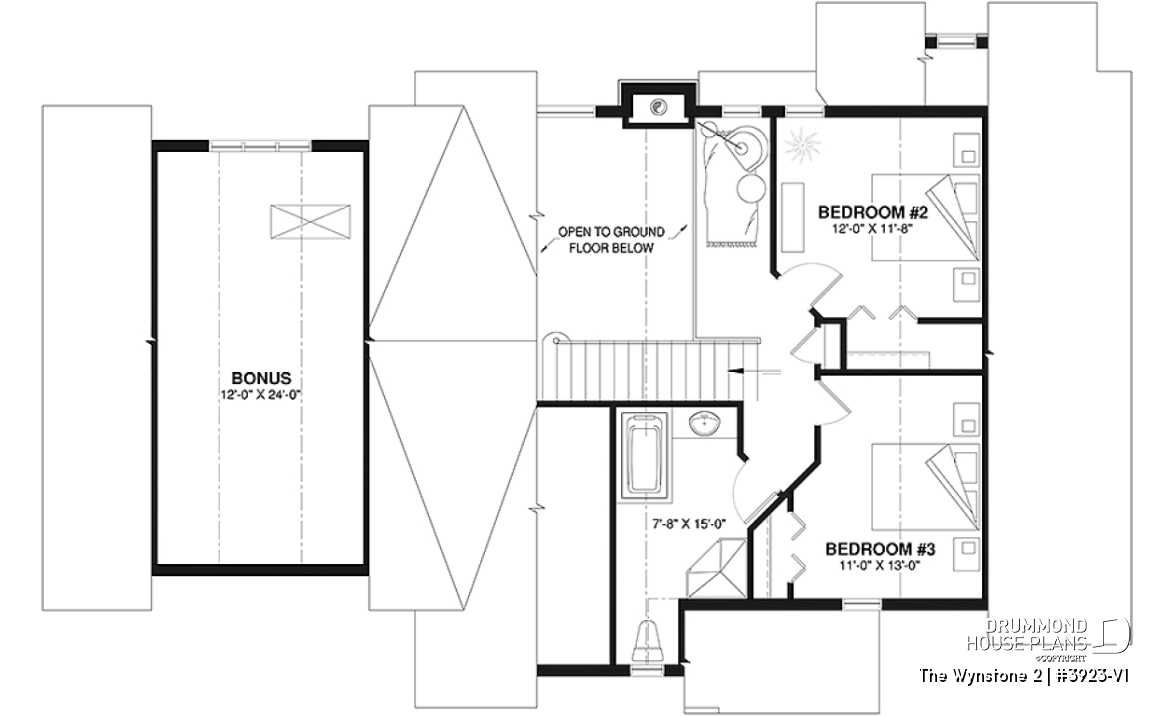 2nd level - Ski chalet style home plan with cathedral ceiling and mountain or lake view - The Wynstone 2