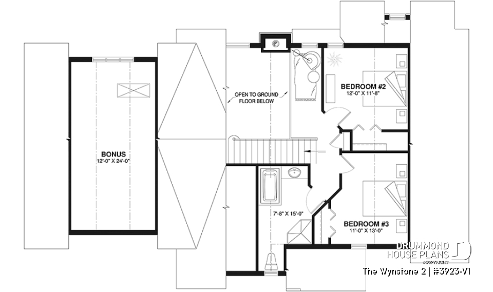 2nd level - Ski chalet style home plan with cathedral ceiling and mountain or lake view - The Wynstone 2