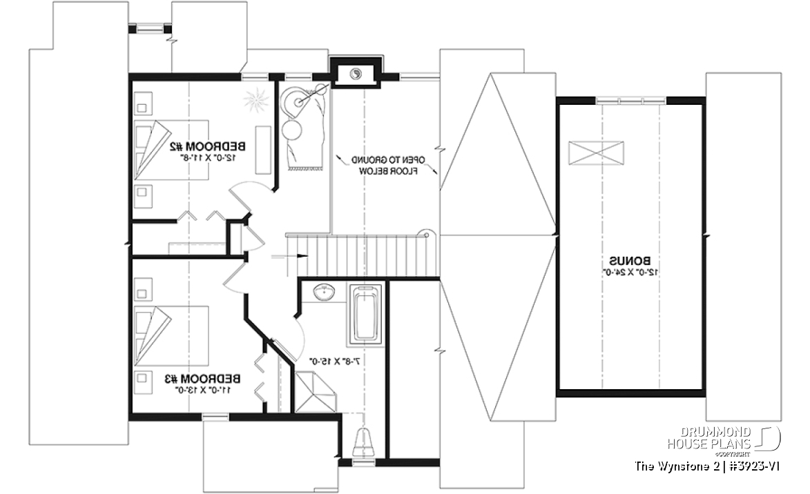 2nd level - Ski chalet style home plan with cathedral ceiling and mountain or lake view - The Wynstone 2