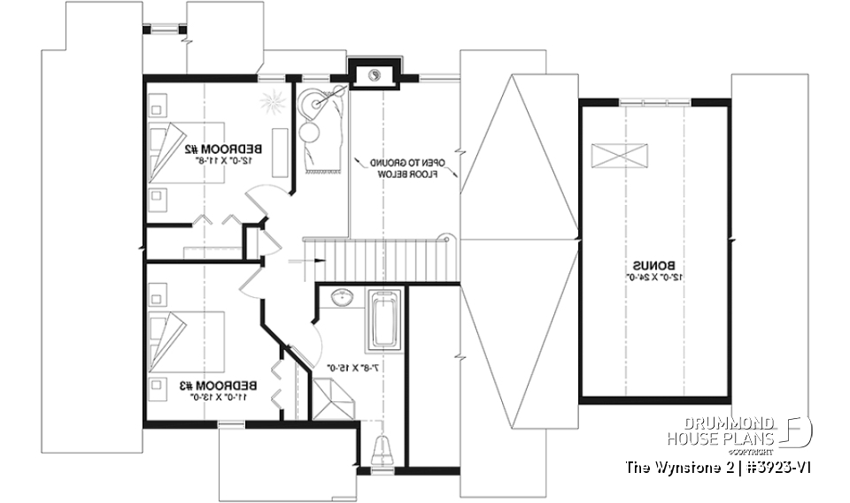 2nd level - Ski chalet style home plan with cathedral ceiling and mountain or lake view - The Wynstone 2