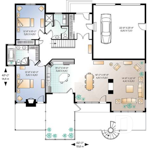 1st level - 5 bedroom modern ranch, walkout basement, screened-in porch, basement for grand-parents - Eave