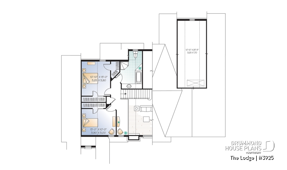 2nd level - Mountain style 5 bedrooms cottage plan, 2 master suites, open concept, cathedral ceiling, walkout basement - The Lodge