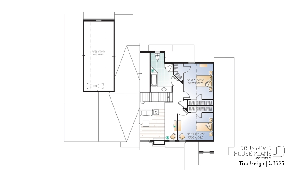 2nd level - Mountain style 5 bedrooms cottage plan, 2 master suites, open concept, cathedral ceiling, walkout basement - The Lodge