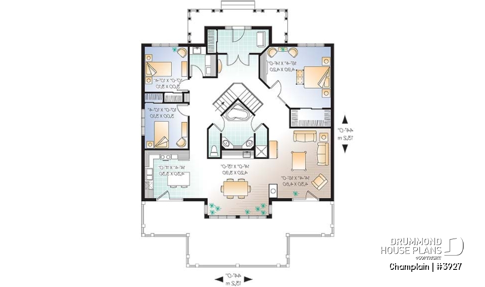 1st level - Great Country Lake cottage, 9' ceiling, open floor plan, large kitchen island, unfinished walkout basement - Champlain