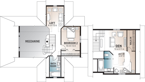2nd level - 3 bedroom cottage plan, 3.5 baths, fantastic guest suite above 2-car garage,  - The Thatchery
