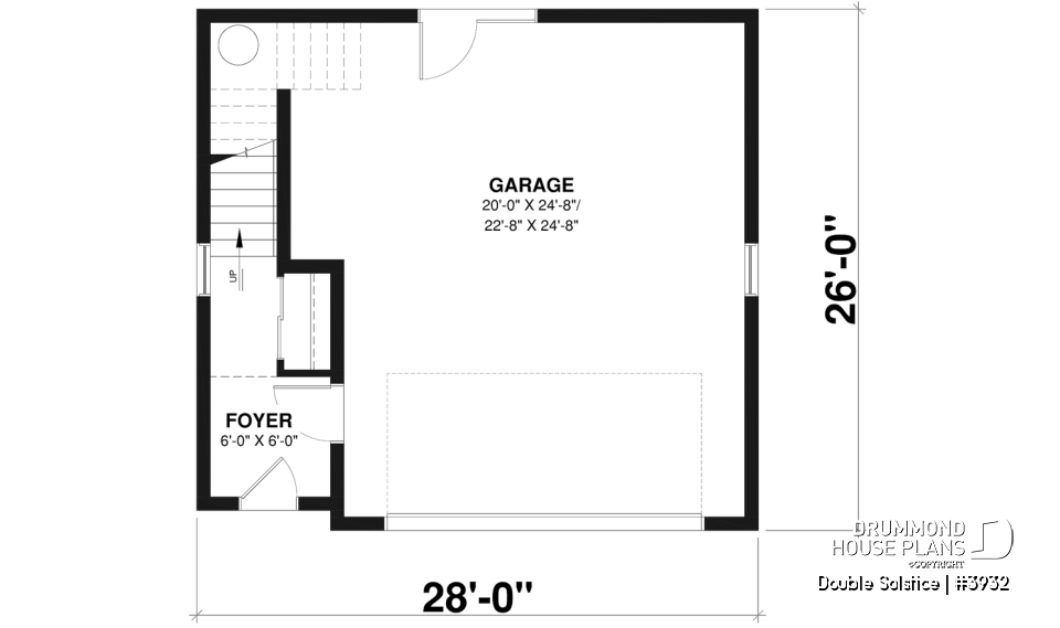 1st level - Double garage plan with a one-bedroom apartment featuring a kitchen, living room and full bathroom upstairs - Double Solstice