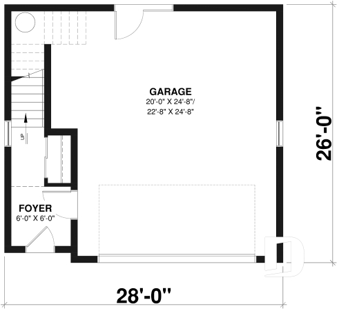 1st level - Double garage plan with a one-bedroom apartment featuring a kitchen, living room and full bathroom upstairs - Double Solstice