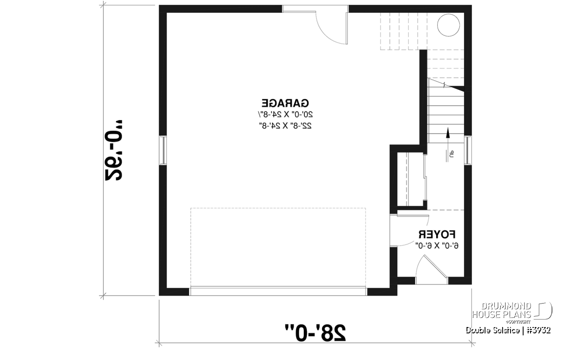 1st level - Double garage plan with a one-bedroom apartment featuring a kitchen, living room and full bathroom upstairs - Double Solstice
