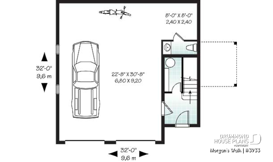 1st level - Large two-car garage apartment house plan with 2 bedrooms, open floor plan and balcony, laundry room - Morgan's Walk