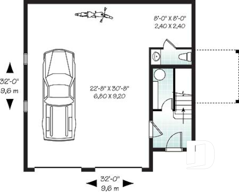 1st level - Large two-car garage apartment house plan with 2 bedrooms, open floor plan and balcony, laundry room - Morgan's Walk