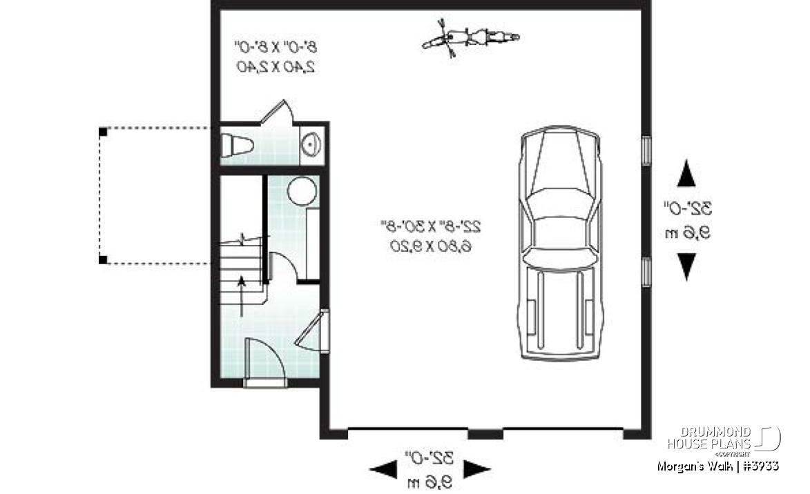 1st level - Large two-car garage apartment house plan with 2 bedrooms, open floor plan and balcony, laundry room - Morgan's Walk