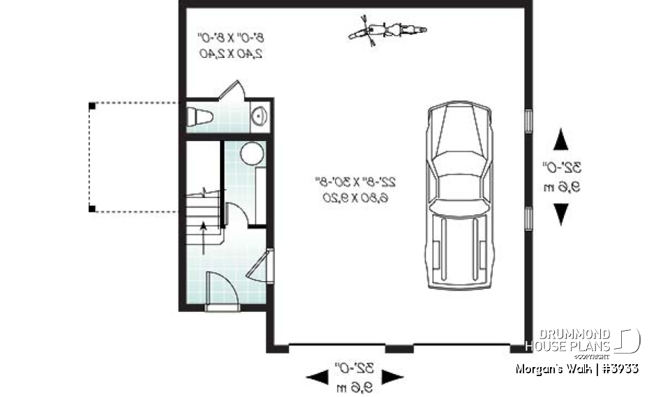 1st level - Large two-car garage apartment house plan with 2 bedrooms, open floor plan and balcony, laundry room - Morgan's Walk