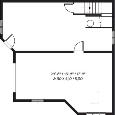 Basement - Beach house plan with large deck, cape hatteras style, mezzanine,  open floor plan, garage, fireplace - The Clearview