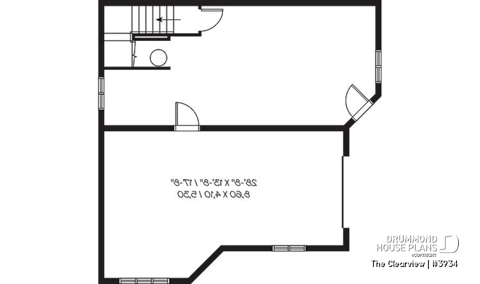 Basement - Beach house plan with large deck, cape hatteras style, mezzanine,  open floor plan, garage, fireplace - The Clearview