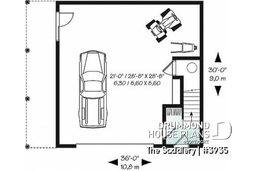 1st level - Two-bedrooms garage apartment, 2 shower rooms, open concept with cathedral ceiling & fireplace - The Saddlery