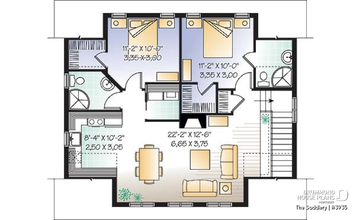 2nd level - Two-bedrooms garage apartment, 2 shower rooms, open concept with cathedral ceiling &amp; fireplace - The Saddlery