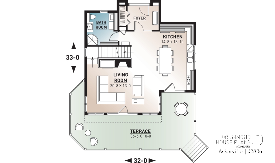 1st level - Great 3 bedroom transitional style cottage with open layout concept and fireplace, large deck - Aubervillier