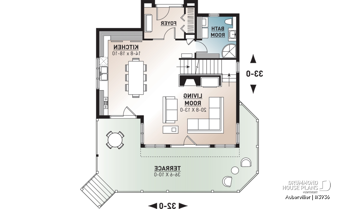 1st level - Great 3 bedroom transitional style cottage with open layout concept and fireplace, large deck - Aubervillier