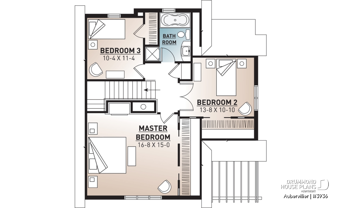 2nd level - Great 3 bedroom transitional style cottage with open layout concept and fireplace, large deck - Aubervillier